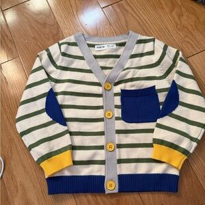 3y kids striped cardigan with color pocket and elbow patch new